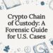 Decorative title card illustration with blockchain and forensic-themed sketches