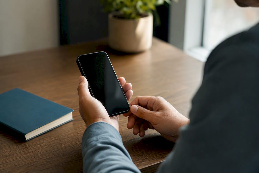 Hands hesitating before responding to Telegram message