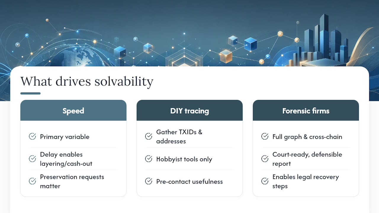 What Actually Separates a Solvable Case From a Dead End? — overview diagram