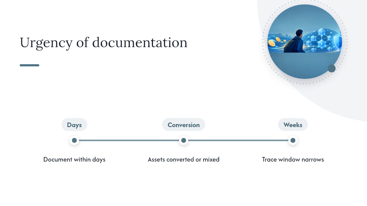 Timeline showing crypto tracing urgency