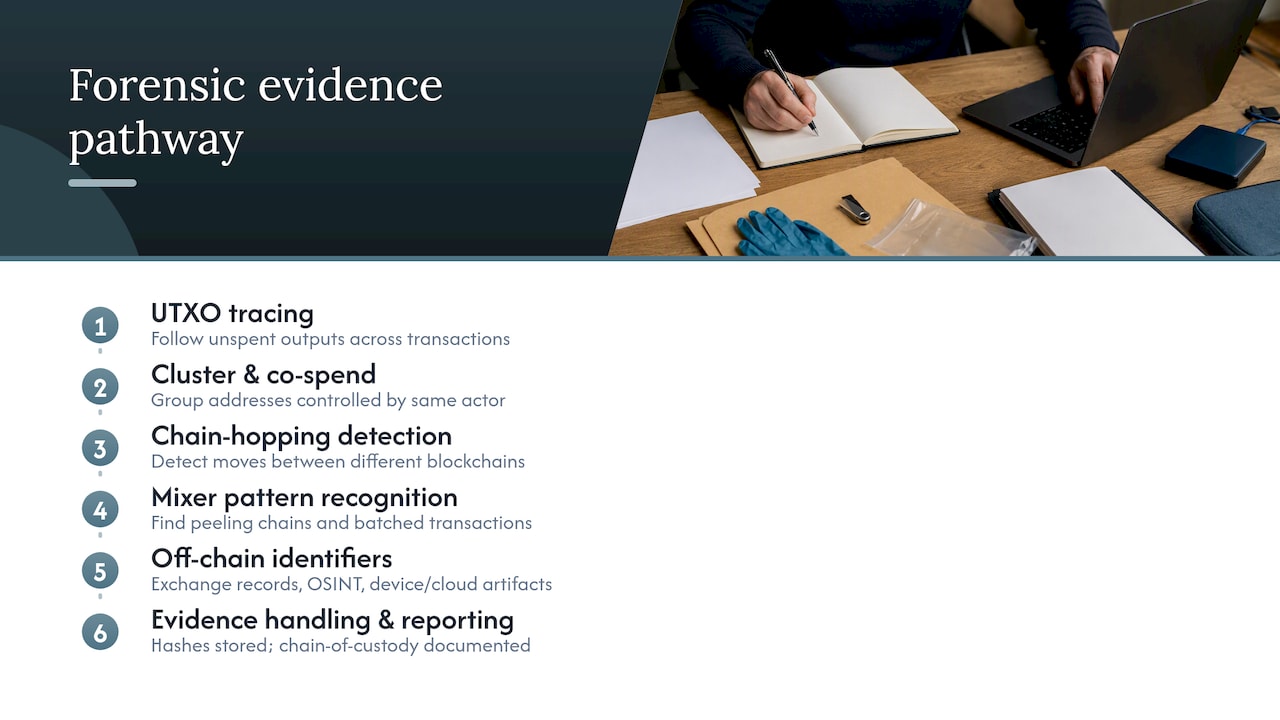 Crypto forensic investigation methods diagram