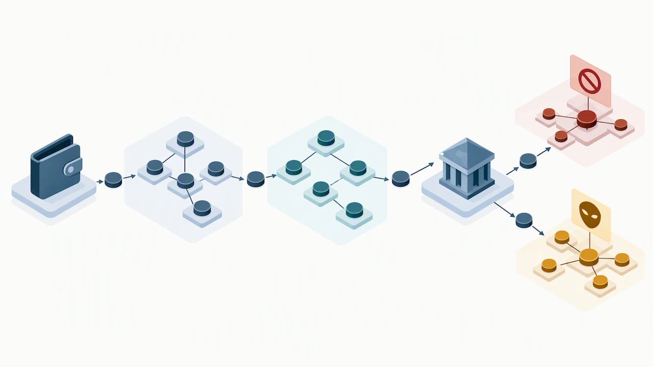 Blockchain transaction tracing flow illustration