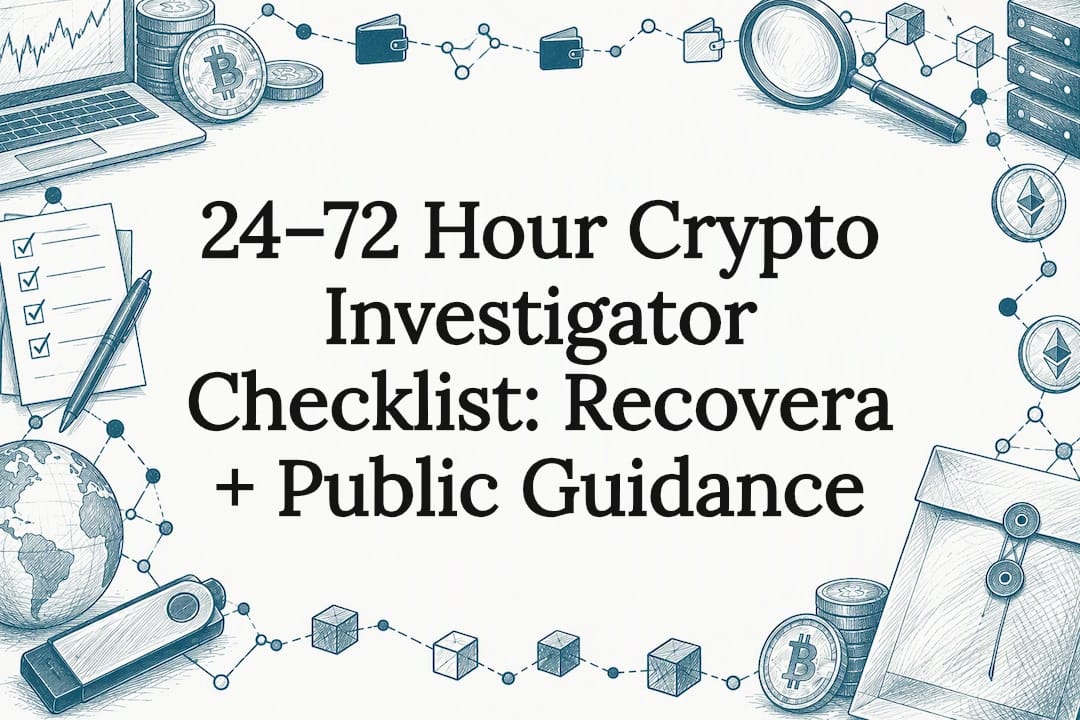 24–72 Hour Crypto Investigator Checklist: Recovera + Public Guidance