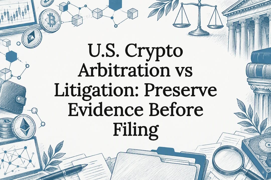 U.S. Crypto Arbitration vs Litigation: Preserve Evidence Before Filing