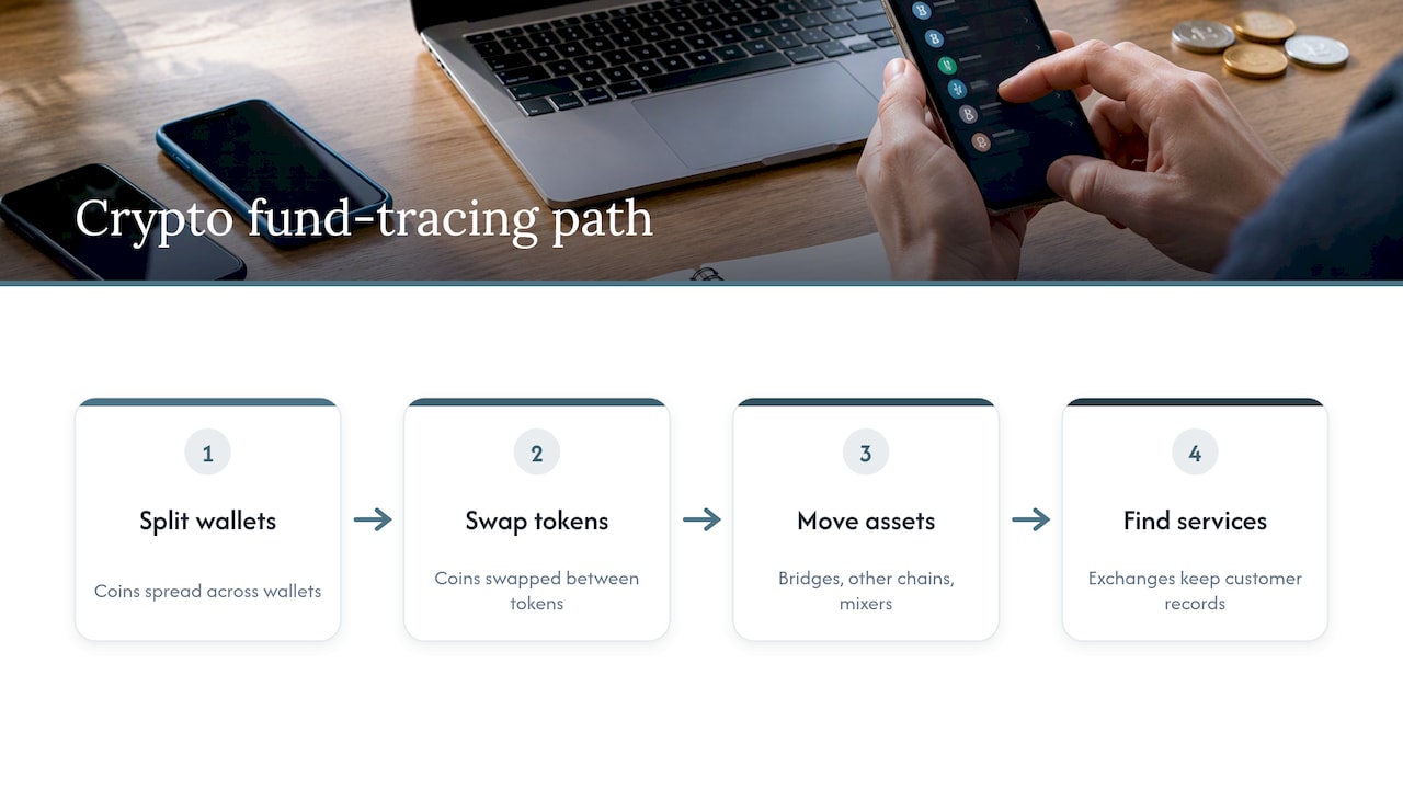 Crypto funds traced through wallets and services